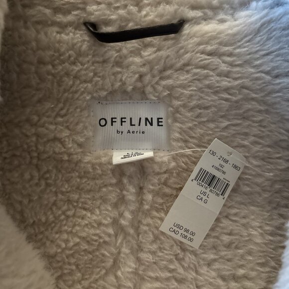offline by aerie Heavy Brown Faux Leather Sherpa Vest Size Large - Picture 4 of 9